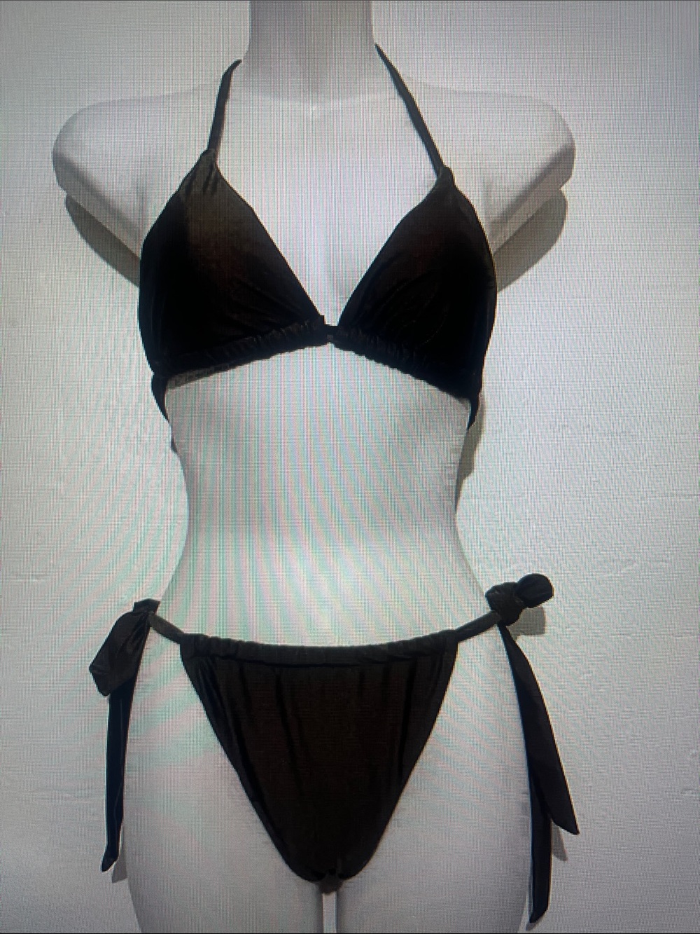 Black Tie-Side Triangle Bikini Set